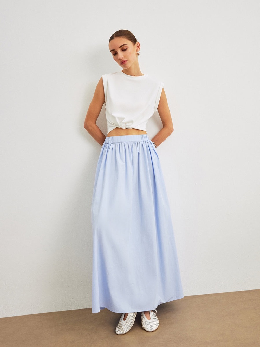 Commense Cotton A-Line Skirt With Pockets - Picture 4 of 6